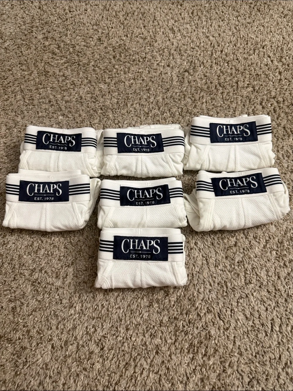 Chaps White Boxer Briefs with Navy Branded Waistband - Pack of 7 -